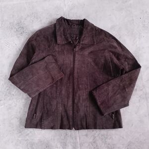 Suzy Shier Suede Zip Front Women's Jacket - Brown